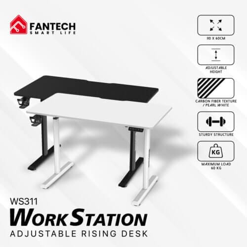 FANTECH WORKSTATION WS311 ADJUSTABLE RISING DESK - WHITE - Image 2