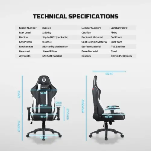 FANTECH GC194 GAMING CHAIR RED - Image 4