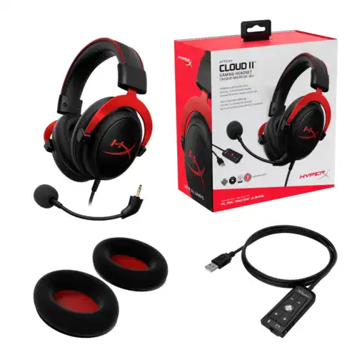 HP HyperX Cloud II Gaming Headset 7.1 Virtual Surround Sound for PC / PS4 / Mac / Mobile – Red - Image 3