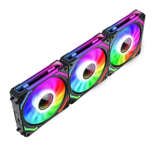 Redragon GCF012 Reverse 120mm PC Case Fan, Daisy-Chain Connection, 5V 3Pin ARGB Lighting, 4 Pin PWM Case Fan, for Radiator/Computer Case Cooling, 120x120x25mm, 3 Pack, Black - Image 2