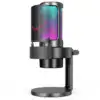 FIFINE AmpliGame A8 USB Mic with Controllable RGB, Live Monitoring, Input Dial, Pop Filter for Streaming-Black