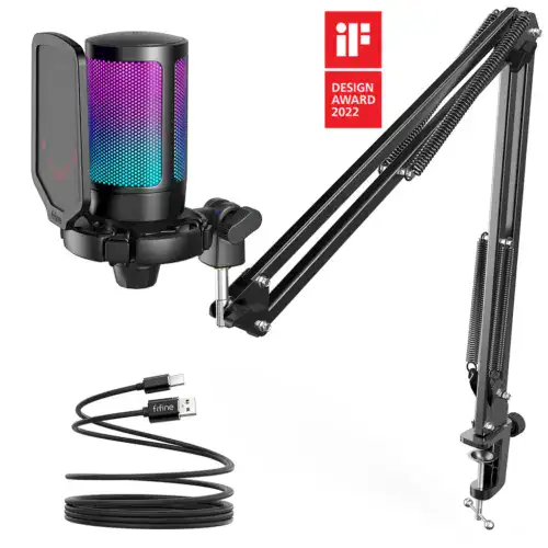 FIFINE Ampli Game A6V USB Microphone with Volume Dial, Mute Button & RGB for Gaming on PC | Laptop | PS4 | PS5 - Image 2