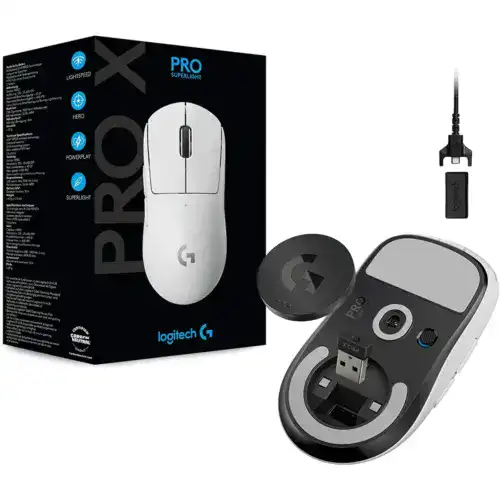 Logitech G PRO X SUPERLIGHT Wireless Ultra-Lightweight 63 grams HERO 25K Sensor 25,600 DPI 5 Buttons – White - Image 2