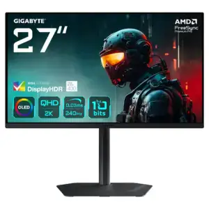 GIGABYTE MO27Q2 26.5-inch OLED QHD 2K 0.03ms 240Hz Gaming Monitor - With Speakers Height Adjustable Anti-Reflection TYPE C KVM