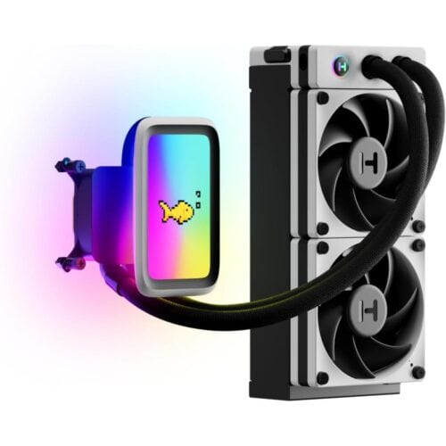 HYTE Thicc Q60 Digital 240mm AIO Liquid Cooling System 5” IPS Ultraslim HD Display 293 PPI 60Hz 300 nits, Up To 4500RPM Pump,105 CFM Fans Air Flow, High-Performance Dual Pumps, 240x52mm Radiator