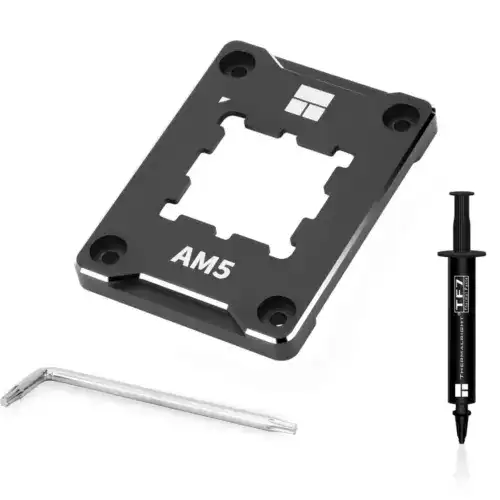 Thermalright AMD AM5 Aluminum Black Contact Frame CPU Socket Anti-Warp & Bend, Secure Frame, Temp Reduction (1-3) Degrees, Comes With Free TF7 (12.8 w/m.k) Thermal Paste Tube