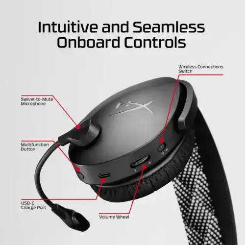 HyperX Cloud Jet Dual Wireless (2.4 GHz & Bluetooth 5.2 ) Gaming Headset, Up to 25 hours Battery Life, Windows Mac, PS4/PS5, Mobile - Image 2