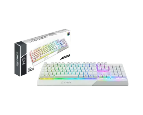 MSI VIGOR GK30 WHITE RGB Gaming Keyboard, 6-Zone RGB Lighting, Water Repellent & Splash-Proof, Mechanical-Like Plunger Switches - Image 2