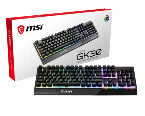 MSI VIGOR GK30 RGB Gaming Keyboard, 6-Zone RGB Lighting, Water Repellent & Splash-Proof, Mechanical-Like Plunger Switches, Black - Image 4