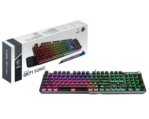 MSI VIGOR GK71 SONIC - BLUE SWITCHES With MSI Rest Pad New Technology MSI Sonic Blue Clicky Switches Light & Clicky CLEARCAPS FOR ENHANCED RGB - Image 4