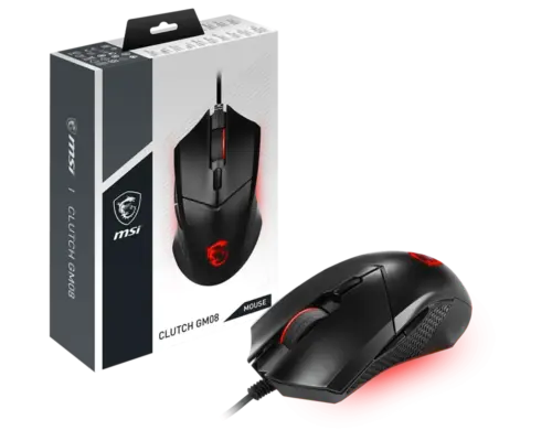 MSI Clutch GM08 Gaming Mouse, 4200 DPI, Optical Sensor, 3 Adjustable Weights, Red LED Lighting, Symmetrical Design, Black - Image 4