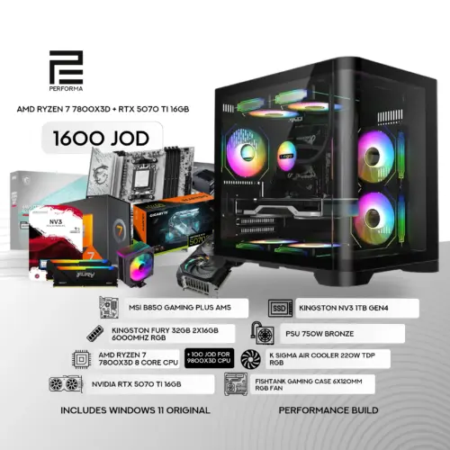 AMD Ryzen 7 7800X3D + RTX 5070 Ti 16GB