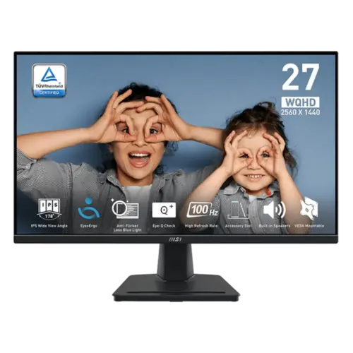 MSI PRO MP275Q 27" IPS Resolution 2560 x 1440 (WQHD) 100Hz 1ms HDR Ready 2x HDMI 1x DP speakers