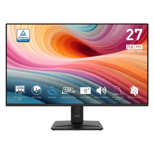 MSI PRO MP275 E2 27" IPS Resolution 1920 x 1080 (FHD) 120Hz 1ms HDMI 1x DP D-Sub (VGA)  speakers-Black