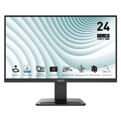 MSI PRO MP2412 23.8" VA Resolution 1920 x 1080 (FHD) 100Hz 1ms HDMI 1x DP D-Sub (VGA)-Black