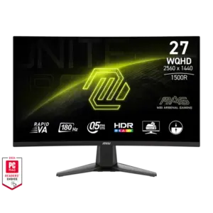 MSI MAG 27CQ6F 27" VA Curvature 1500R Resolution 2560x1440 (WQHD) 180Hz 0.5ms HDR Ready 1x DP 2x HDMI AMD FreeSync