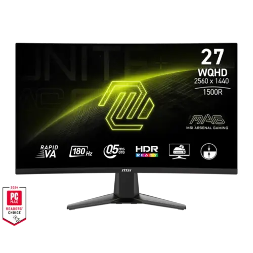 MSI MAG 27CQ6F 27" VA Curvature 1500R Resolution 2560x1440 (WQHD) 180Hz 0.5ms HDR Ready 1x DP 2x HDMI AMD FreeSync