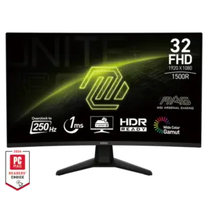 MSI MAG 32C6X 31.5" VA Curvature Curve 1500R Resolution 1920 x 1080 (FHD) 250Hz 1ms HDR Ready 1 x DisplayPort 1.4a 2 x HDMI
