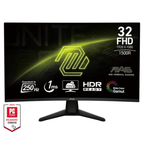 MSI MAG 32C6X 31.5" VA Curvature Curve 1500R Resolution 1920 x 1080 (FHD) 250Hz 1ms HDR Ready 1 x DisplayPort 1.4a 2 x HDMI