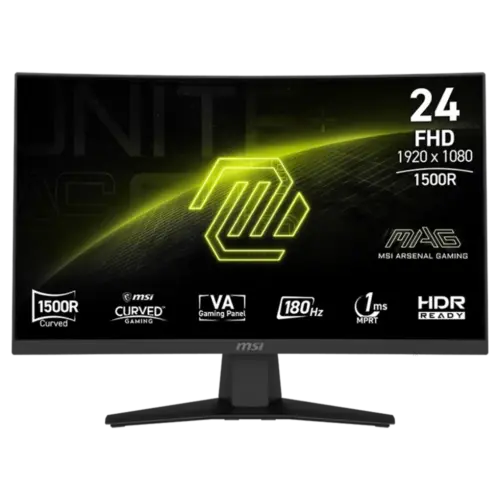 MSI 244C 24" VA Curvature 1500R Curve Resolution 1920 x 1080 (FHD) 180Hz 1ms 2x HDMI™ 1x DisplayPort AMD FreeSync™
