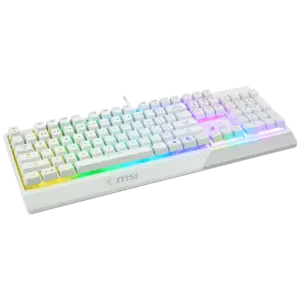 MSI VIGOR GK30 WHITE RGB Gaming Keyboard, 6-Zone RGB Lighting, Water Repellent & Splash-Proof, Mechanical-Like Plunger Switches