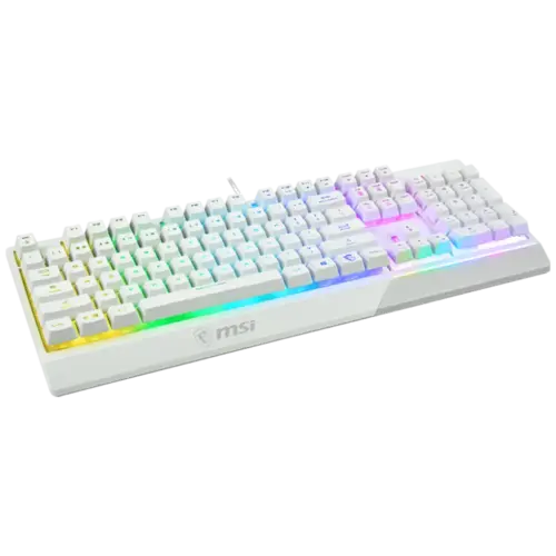 MSI VIGOR GK30 WHITE RGB Gaming Keyboard, 6-Zone RGB Lighting, Water Repellent & Splash-Proof, Mechanical-Like Plunger Switches