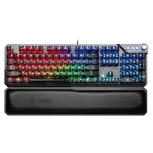 MSI VIGOR GK71 SONIC - BLUE SWITCHES With MSI Rest Pad New Technology MSI Sonic Blue Clicky Switches Light & Clicky CLEARCAPS FOR ENHANCED RGB