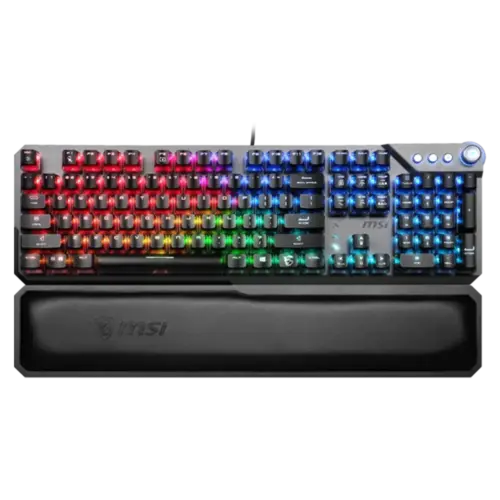 MSI VIGOR GK71 SONIC - BLUE SWITCHES With MSI Rest Pad New Technology MSI Sonic Blue Clicky Switches Light & Clicky CLEARCAPS FOR ENHANCED RGB