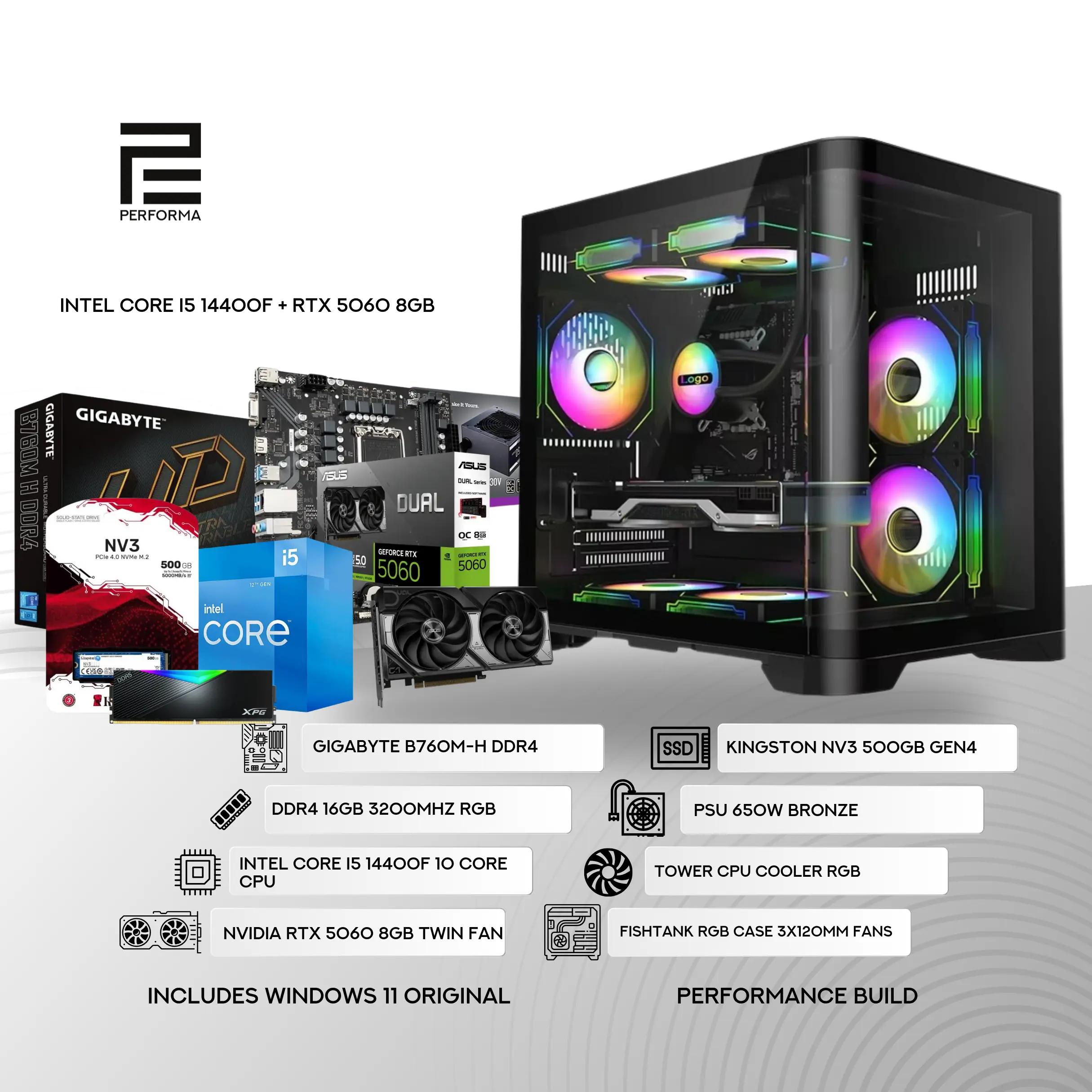 Intel Core I5 14400F + RTX 5060 8GB