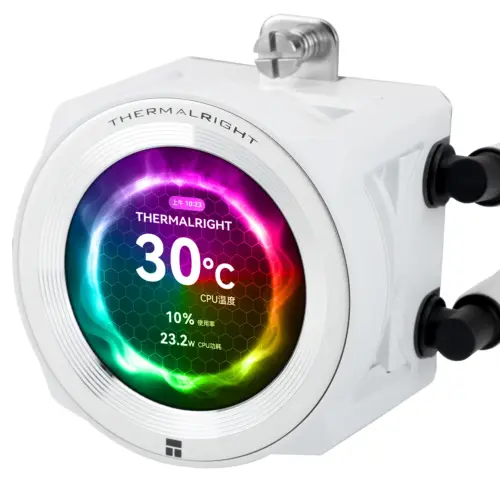 Thermalright Core Vision 360 WHITE ARGB CPU Liquid Cooler w/ 2.1" IPS LCD Display, High Performance AIO w/ 3x TL-E12W-S V2 - Image 2