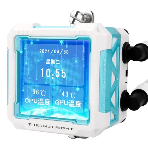 Thermalright Frozen Warframe PRO 360 WHITE ARGB CPU Liquid Cooler w/ 2.7" IPS LCD Display For Pictures, GIF Animations, High Performance AIO w/ 3x TL-P12W-S Fans - Image 2