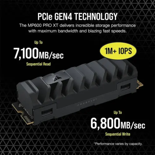 Corsair MP600 PRO XT 8TB Internal SSD, 3D TLC NAND, Up to 7000MB/s Sequential Read & 6100MB/s Sequential Write, PCIe Gen 4.0 x4 Interface, M.2 2280 Form Factor, 6000 TBW, Black | CSSD-F8000GBMP600PXT - Image 3