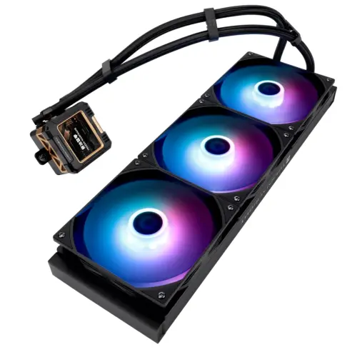 Thermalright Frozen Warframe 420 Black ARGB CPU Liquid Cooler w/ 2.4" IPS LCD Display For Pictures, GIF Animations, High Performance AIO w/ 3x TL-C14C-S Fans - Image 3