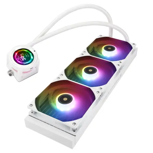 Thermalright Core Vision 360 WHITE ARGB CPU Liquid Cooler w/ 2.1" IPS LCD Display, High Performance AIO w/ 3x TL-E12W-S V2 - Image 3