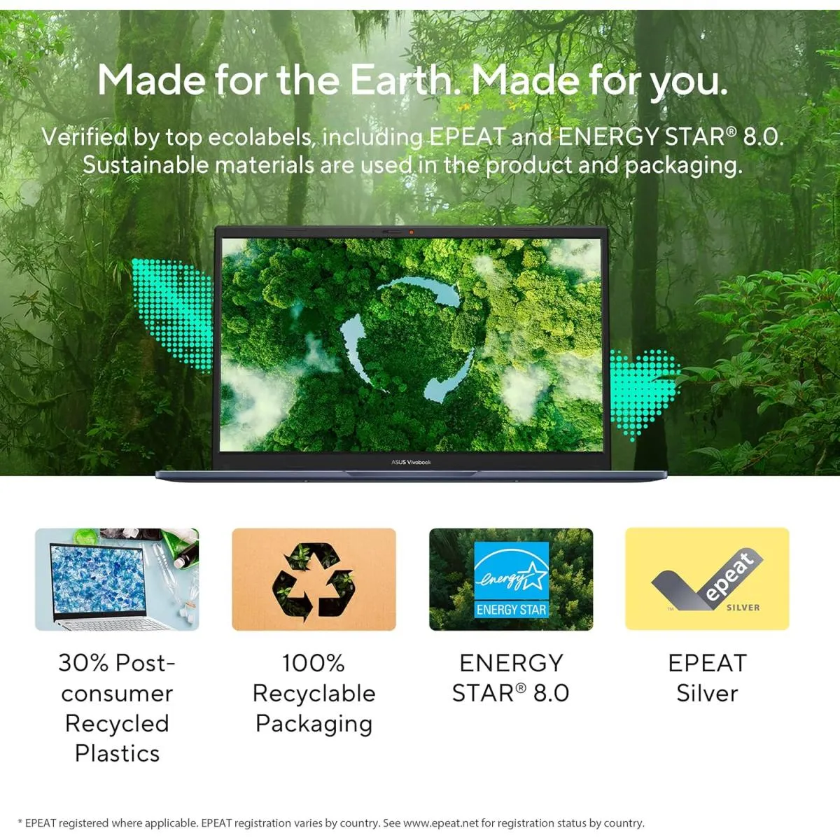 Laptop ASUS Vivobook 14, Intel Core™ i7-1355U 10-Cores Processor, 8GB DDR4, 14" FHD IPS 250nits Display, Wi-Fi 6E, Bluetooth 5.3 - Quiet Blue - Image 10