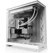 NZXT H9 Flow (2025) Panoramic Perforated Dual-Chamber Mid-Tower Tempered Glass New Design Gaming Case w/ 3X F140Q Fans + 1XF120Q & Back-Connect Ready - White