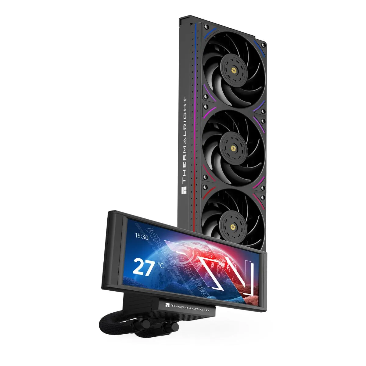 Thermalright Trofeo Vision 360 ARGB BLACK CPU Liquid Cooler w/ 6.86" IPS UW (1280×480) Flat Display, High Performance AIO TL-UB36
