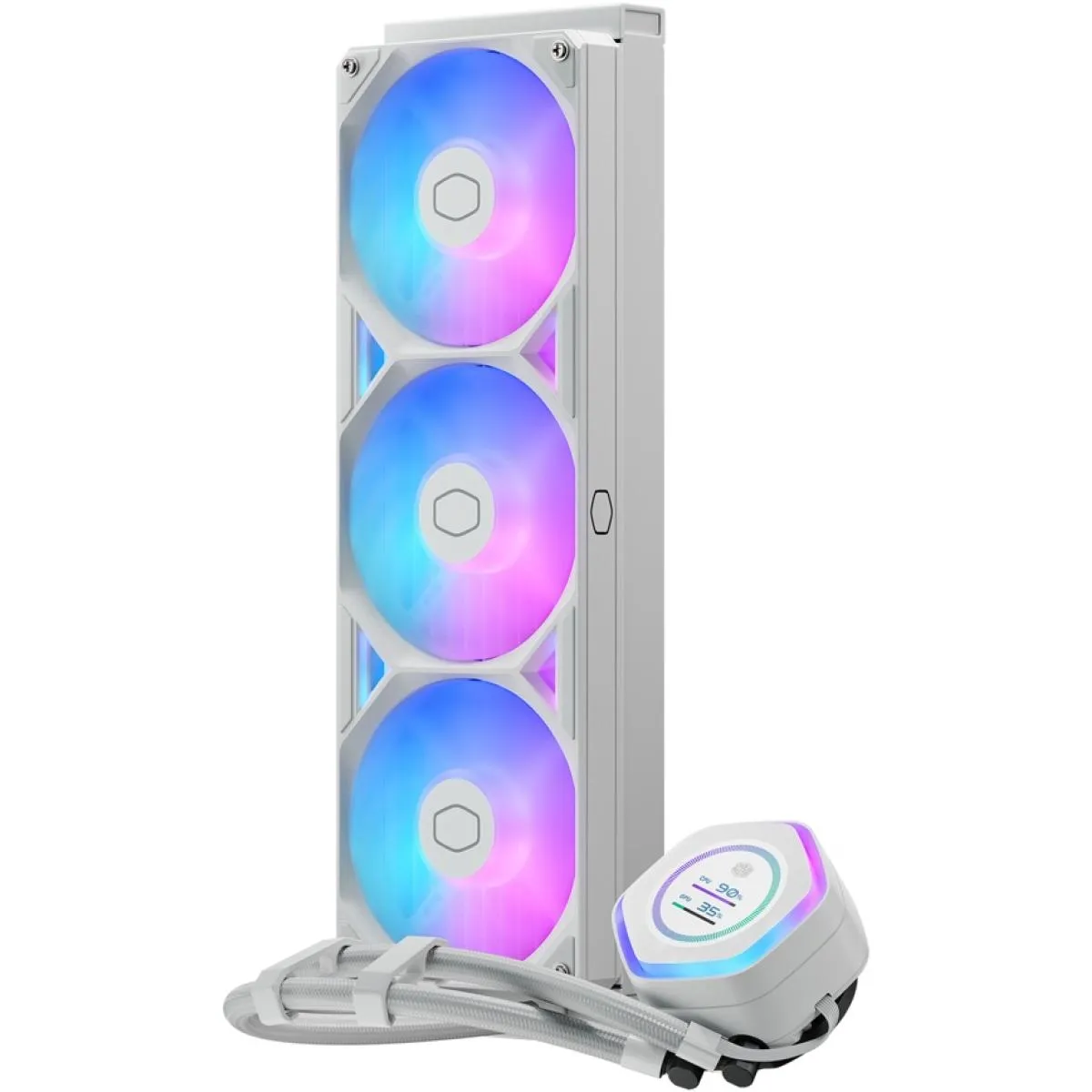 Cooler Master MasterLiquid ATMOS II 360 LCD (White) ARGB High- Preformance AIO CPU Liquid Cooler, 2.1 LCD 60Hz, Ultra-low Profile Dual Chamber Pump Design, Pre-installed 3x Sickleflow Edge Argb Fan - Image 2