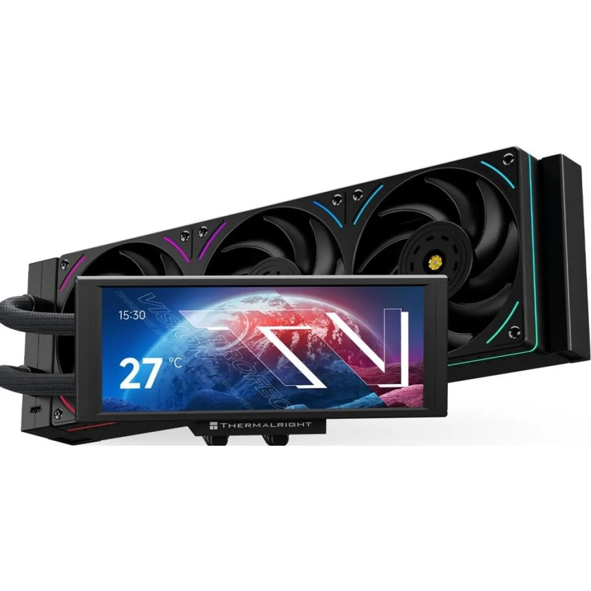 Thermalright Trofeo Vision 360 ARGB BLACK CPU Liquid Cooler w/ 6.86" IPS UW (1280×480) Flat Display, High Performance AIO TL-UB36 - Image 2