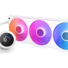 NZXT Kraken Plus 360 RGB (White) LCD Display All-In-One 360mm Liquid CPU Cooler w/ Enhanced Cold Plate, RPM, Static Pressure F360 RGB Core Single Frame Fan