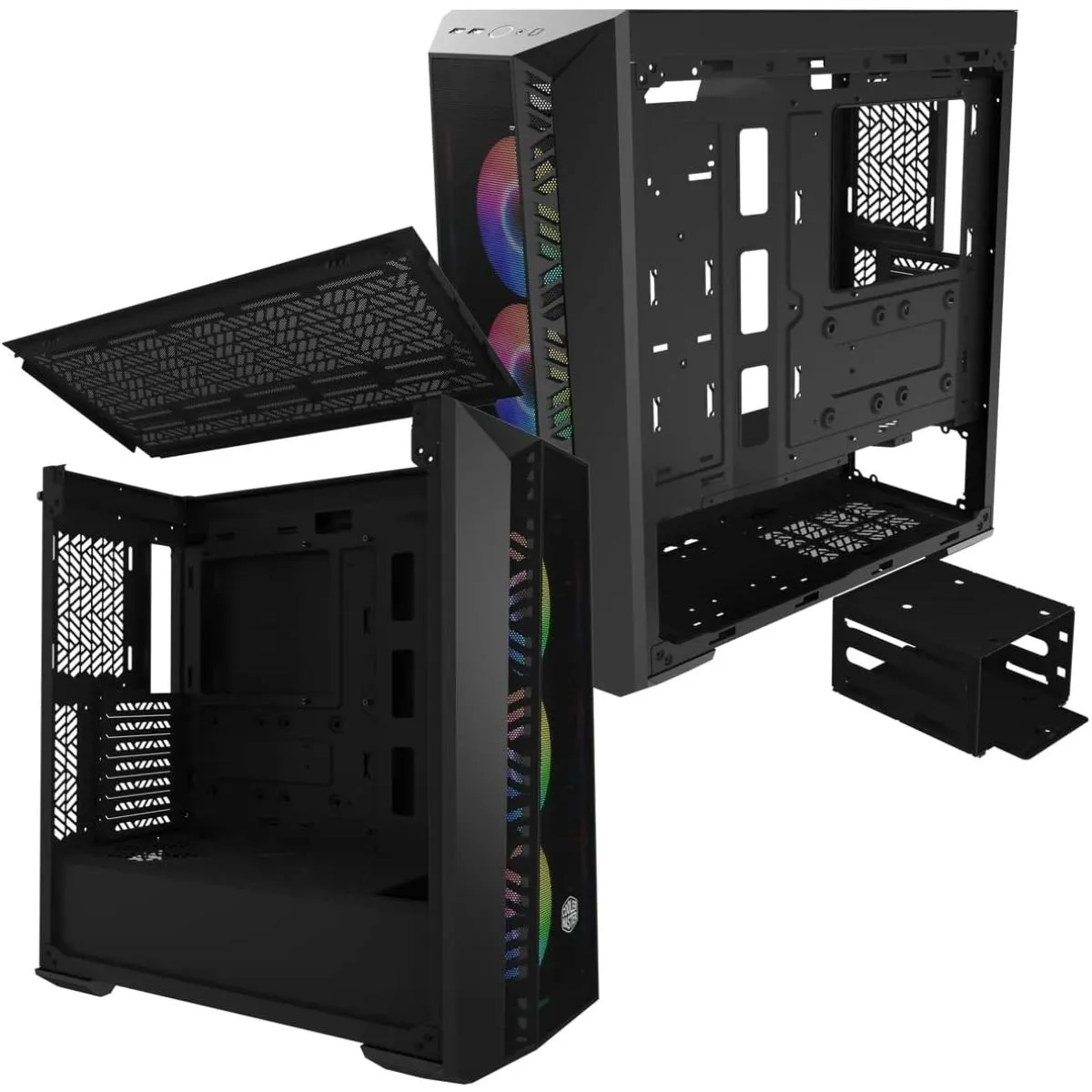 Cooler Master MasterBox 520 Mesh ARGB Mid Tower Tempered Glass Gaming Case w/ 3x CF120 ARGB Pre-installed Fans - Image 2