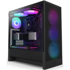 NZXT H5 Flow RGB (2024) Mid Tower ATX Tempered Glass Airflow Gaming Case w/ Pre-installed Single Frame F360 RGB Core + 1xF120Q & USB Type-C Port - Black