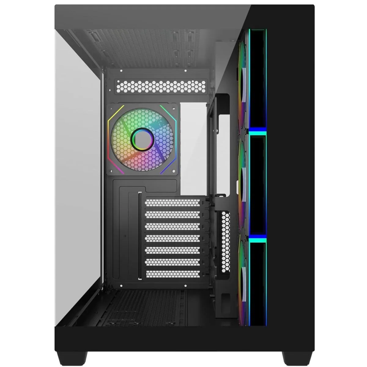 Cooler Master Elite 681 (Black) ATX ARGB Mid Tower Tempered Glass Panoramic Dual Chamber Fish Tank Gaming Case w/ 4 x120mm Daisy-Chain ARGB Fan (Side Reverse) & Type-C (Copy) - Image 3