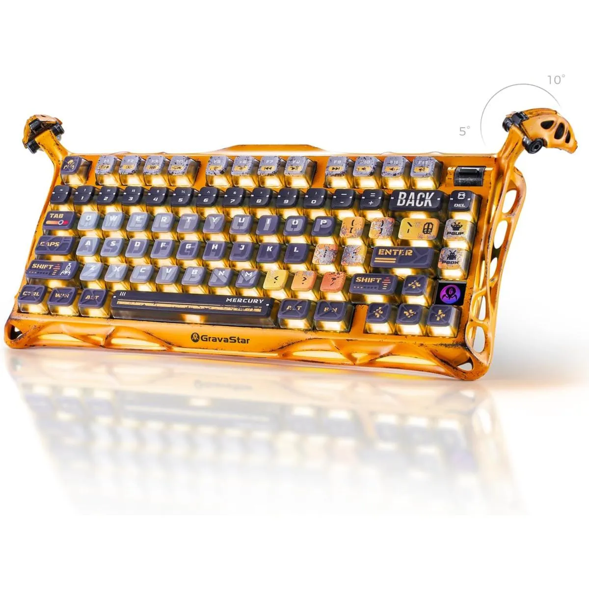 GravaStar Mercury K1 Pro Wireless Mechanical Gaming Keyboard, Aluminum Alloy 75% Layout, Hot-Swappable RGB Custom Keyboard with Linear Switches – Handcrafted Battle-Worn Yellow Edition - Image 3