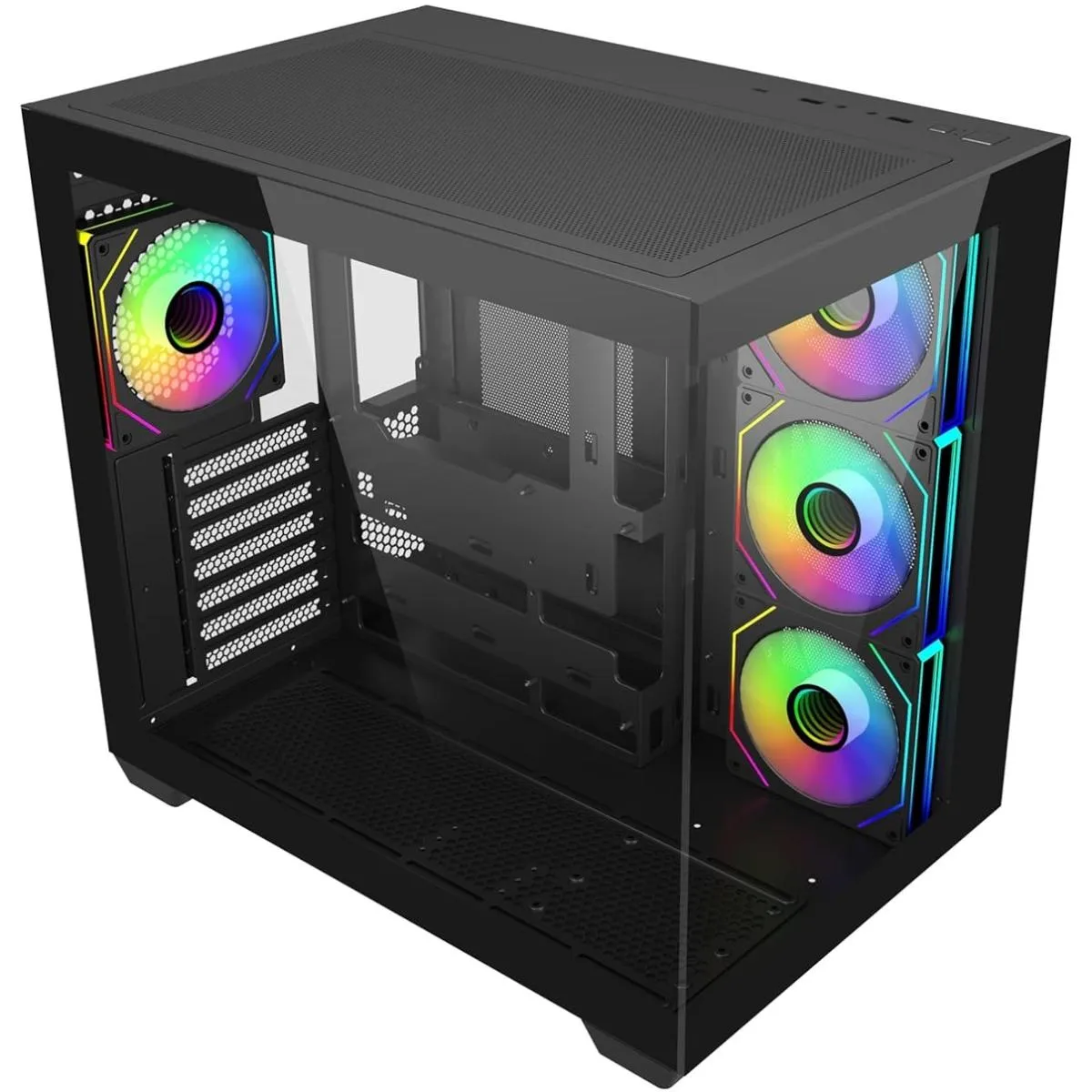 Cooler Master Elite 681 (Black) ATX ARGB Mid Tower Tempered Glass Panoramic Dual Chamber Fish Tank Gaming Case w/ 4 x120mm Daisy-Chain ARGB Fan (Side Reverse) & Type-C (Copy) - Image 2