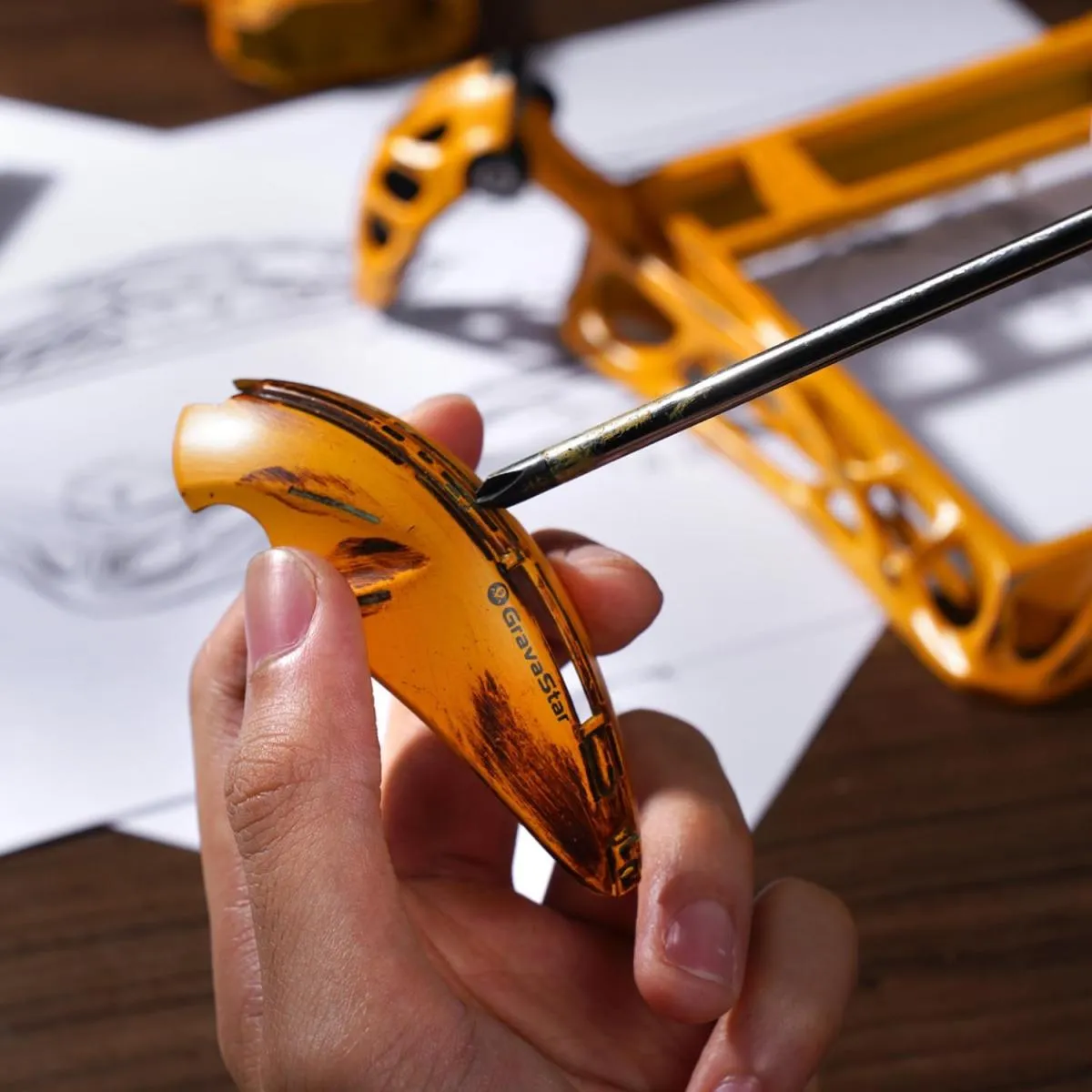 GravaStar Mercury K1 Pro Wireless Mechanical Gaming Keyboard, Aluminum Alloy 75% Layout, Hot-Swappable RGB Custom Keyboard with Linear Switches – Handcrafted Battle-Worn Yellow Edition - Image 4