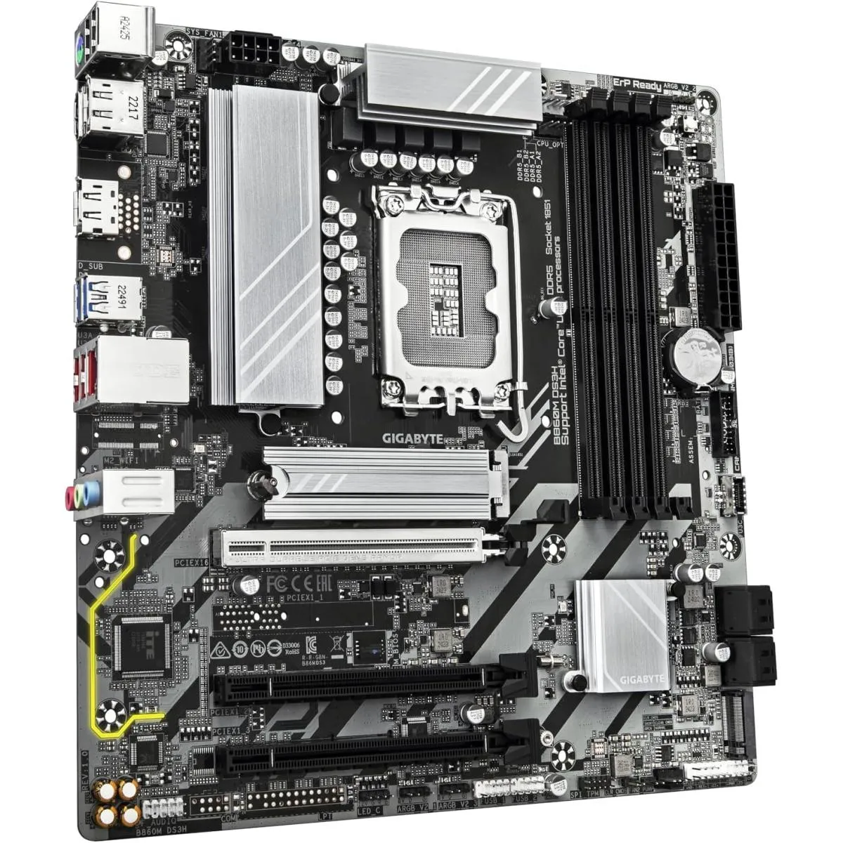 GIGABYTE B860M DS3H Intel Core Ultra (Series 2), LGA 1851/DDR5/PCIe 5.0/2xM.2 - mATX Gaming MotherBoard - Image 2