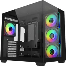 Cooler Master Elite 681 (Black) ATX ARGB Mid Tower Tempered Glass Panoramic Dual Chamber Fish Tank Gaming Case w/ 4 x120mm Daisy-Chain ARGB Fan (Side Reverse) & Type-C (Copy)