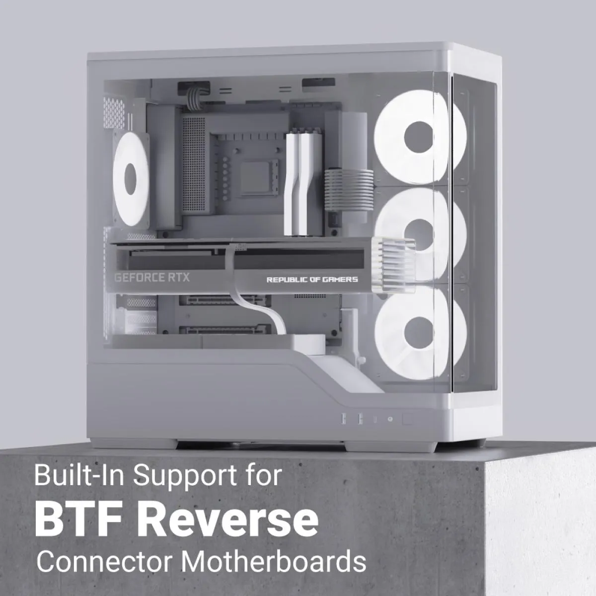 AeroCool P500A DIGI (White) ARGB Stylish Panoramic Fish Tank Design ATX Mid Tower Tempered Glass Gaming Case w/ 4 Pre-installed 120mm ARGB Fans, Type-C & BTF Compatibility (Reverse Connectors)