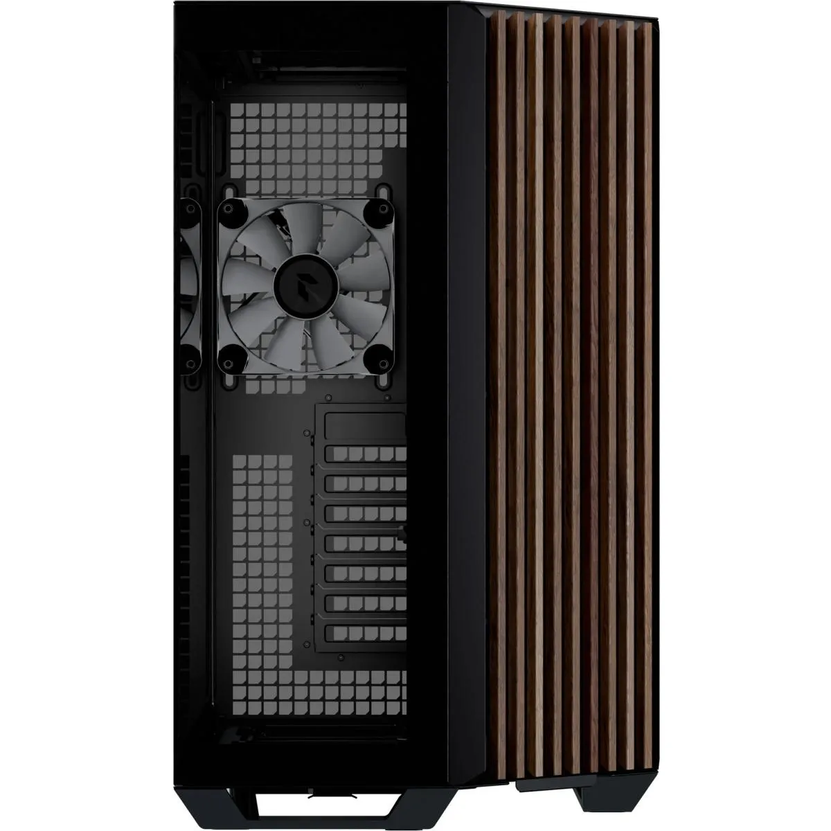 APNX V1 (Black/Wood) Dual Chamber Panoramic 2 Glasses Design ATX Mid Tower Mesh Ventilation Pattern Tempered Glass Gaming Case w/ 4x120mm ARGB Fans, Adjustable Motherboard Position Bracket, Support Up To 10x12cm Fans & Type-C - Image 3